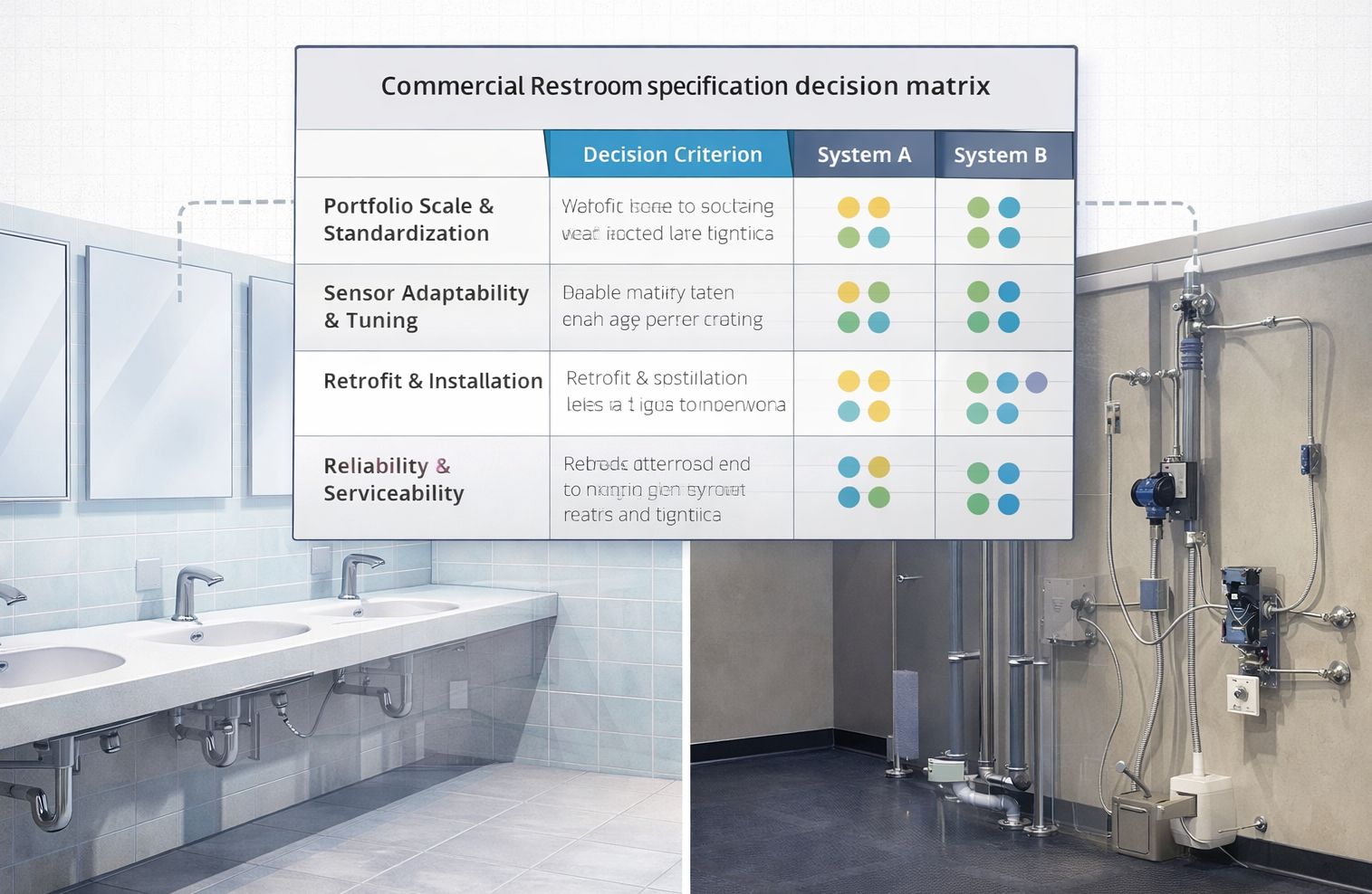 Commercial restroom specification decision matrix context